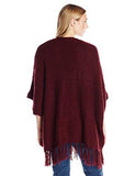 Fringe Poncho, Wine, Medium