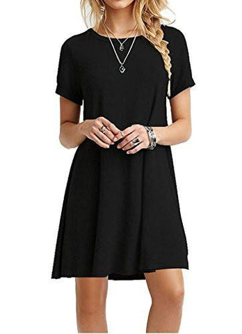 Molerani Short Sleeve Shirt Casual Loose Swing Dress