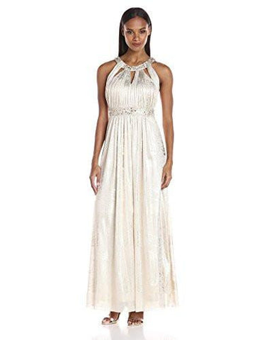 Gown With Cutout Neckline, Champagne, 12