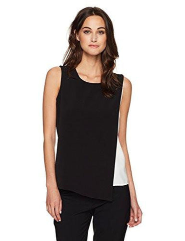 Sleeveless Colorblock Blouse Black Xs