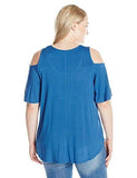 Plus Size Cold Shoulder Shirttail Top, Indigo, 2X