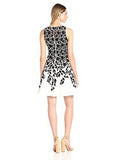Lace Leaf Border Fit And Flare, Soft White/Black, 12