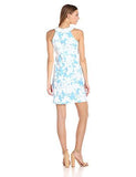 Stretch Hopsak Floral Halter CutAway Sheath, Pool Blue, 6
