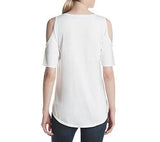 Cold Shoulder Top White Large
