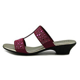Eddina Open Toe Casual Fabric Slippers, Purple, Size 6.5