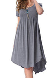 Levaca Tunics Hi Low Plain Simple Loose Casual T Shirt Dress Dark Gray Xxl