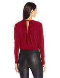 Long Sleeve Low Vneck Bodysuit Wine Red Medium