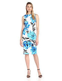 Maggy London Royal Garden Floral Scuba Sheath, Soft White/Sky, 8