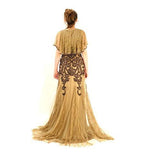 Sleeveless Lace Capelet Gatsby Dress 6 Taupe/Black