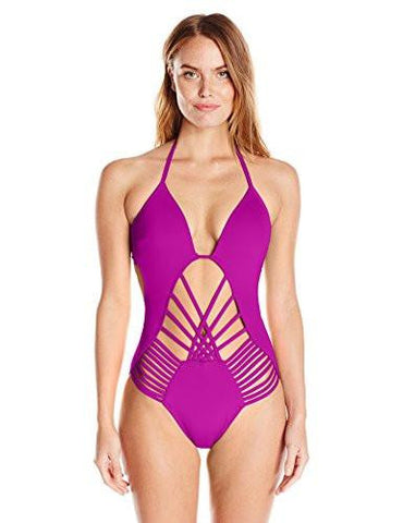 Kenneth Cole York Sexy Solid Push Up Mio Monokini One Piece Swimsuit Fuchsia S