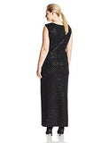 PlusSize Asymmetrical Gown With Side Tucks, Black, 16W