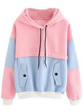 Sweatyrocks Sweatshirt Colorblock Pullover Fleece Hoodie