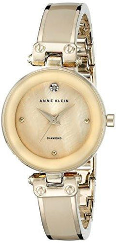 Diamondaccented Dial Tan And Goldtone Bangle Watch