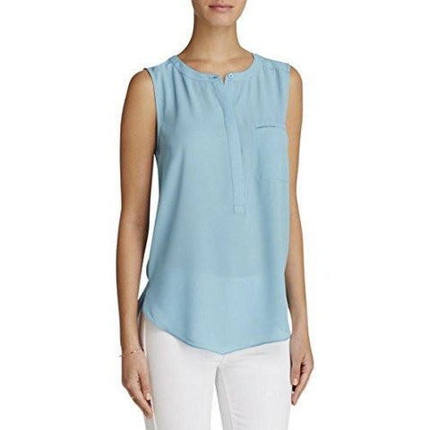 S Chiffon Pleated Blouse Blue M