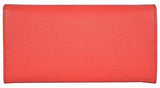 Coral Red Leather Trademark Logo Continental Wallet