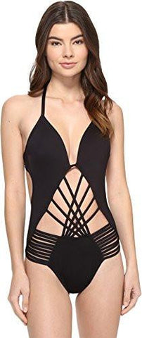 Kenneth Cole York Sexy Solid Push Up Mio Monokini One Piece Swimsuit Black Xl