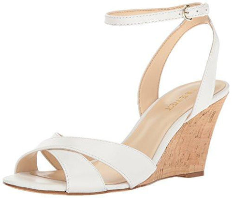 Nine West Kami Leather Wedge Sandal White 85 M Us
