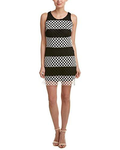 Taylor Dresses Positive Negitve Stripe Oepn Neck Sheath, Black/White, 6