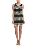 Taylor Dresses Positive Negitve Stripe Oepn Neck Sheath, Black/White, 6