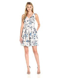 Floating Floral XBack Fit And Flare Dress, Porcelain Blue, 6