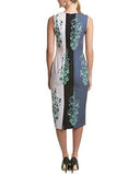 Printed Midi Stretch Crepe Dress, Emerald Multi, 4