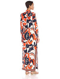 Ryler 2 Biarritz Botanical Silk Crepe De Chine Maxi Shirt Dress Coral 4