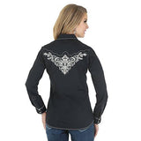 Rock 47 Black Long Sleeve Embroidery Rhinestones Western Top XxxLarge