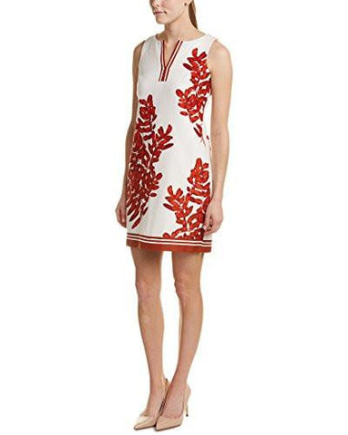 Stretch Hopsak Placed Fern Print Shift, Ginger Red Spice, 2
