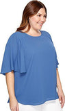 Plus Plus Size Cape Sleeve Top Indigo Shirt