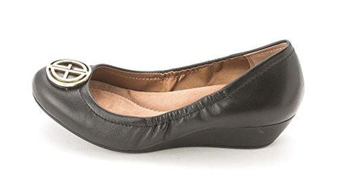 Skoutt Closed Toe Leather Wedge Pumps Black Size 10