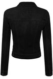 Fashion Boomy Button Down Long Sleeve Classic Outerwear Denim Jacket Large Black_Denim