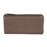 Pebbled Leather Quarter Zip Wallet 332747 2527 Brown