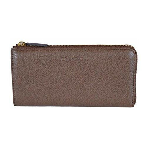 Pebbled Leather Quarter Zip Wallet 332747 2527 Brown