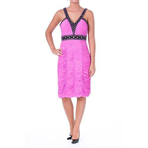 S Ruched Embellished Cocktail Dress Pink 6