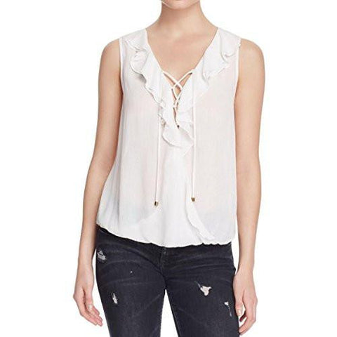 Miko Ruffle Front Tank, White, Medium