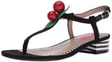 Betsey Johnson Cherry Flat Sandal, Black, 9 M Us
