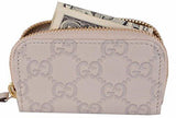 Mystic White Leather Gg Ssima Mini Zip Around Coin Purse