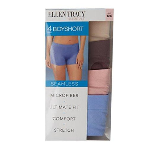 Essentials 4 Pack Seamless Boyshort Panties Large, Blossom/Iris