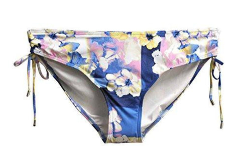 Printed Side Tie Bikini Bottoms Black White Size Medium Small Floral Navy Multi