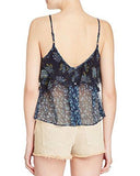 Crinkled Sheer Tank Top Navy M