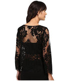 Flare Sleeve Embroidered Top Black Shirt