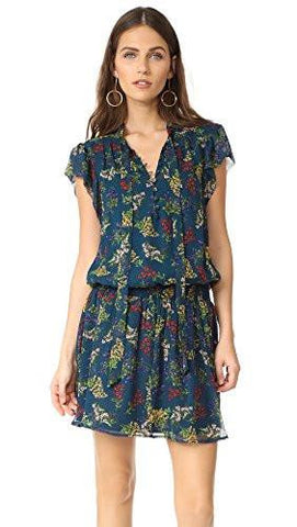 Poetic Garden Tie Front Dress, Navy, L