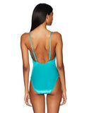 Velveteen Underground VPlunge One Piece Swimsuit, Turquoise, 6