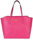 Medium Textured Leather Trademark Logo Swing Tote Blossom Pink