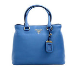 Prada 1Ba058 Blue Leather Shoulder Bag