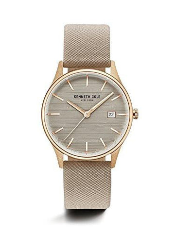 Kenneth Cole York Classic Quartz Stainless Steel And Leather Dress Watch Color:Brown Model: Kc15109003