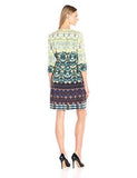 BoHo Beaded Neck Mixed Print Sheath Dress, Clover Multi, 10
