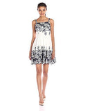 Cotton Floral Embroidered Dress, White/Navy, 2