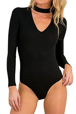 Creti Fashion Sexy Long Sleeve Bodysuit Stretch Top T Shirt