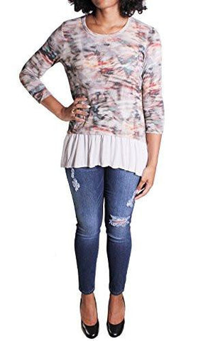 Printed Peplum Pullover Top Multi S